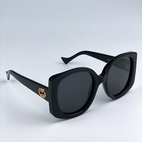 NEW Gucci GG1257S 001 Black Grey Butterfly Oversized Women Sunglasses